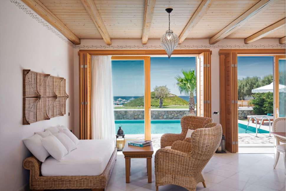 Hotelkamer in MITSIS Blue Domes Exclusive Spa en Resort in Kardamena, Griekenland foto 2