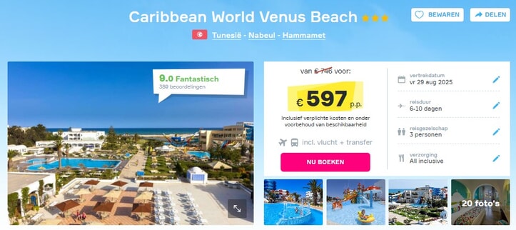 Caribbean World Venus Beach: Zonvakantie Hammamet!